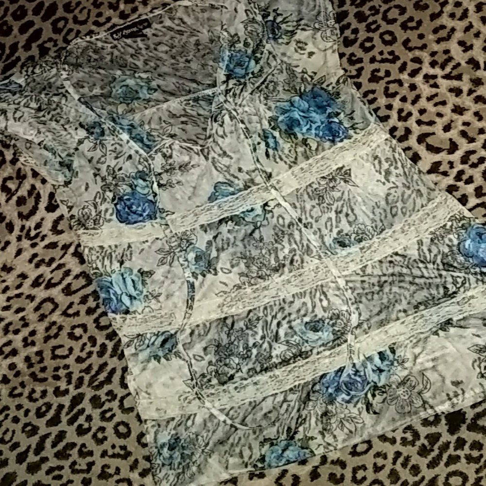 Self Esteem tiered sheer floral babydoll top